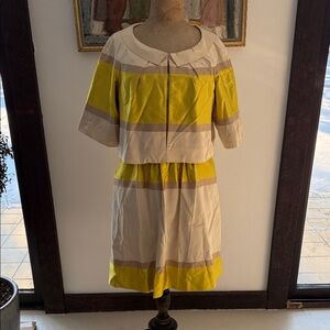 AYSHA | Yellow and Cream Striped  2 piece Set